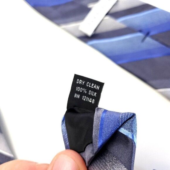 Van Heusen Blue Gray Striped Woven Silk Tie‎ - Picture 4 of 6